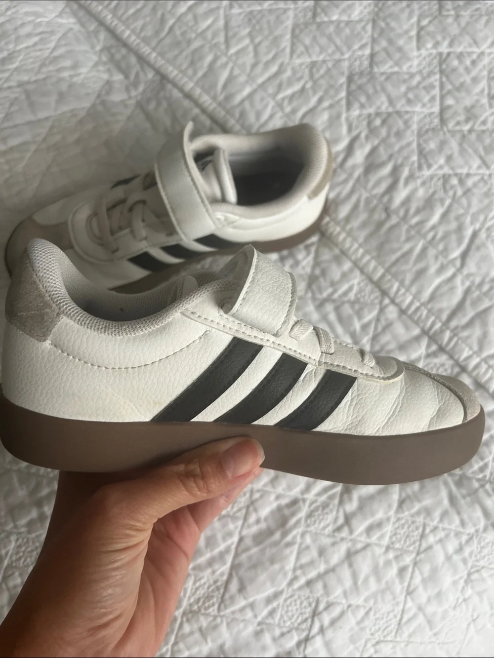 adidas Kids White, Beige & Black Velcro Sneakers